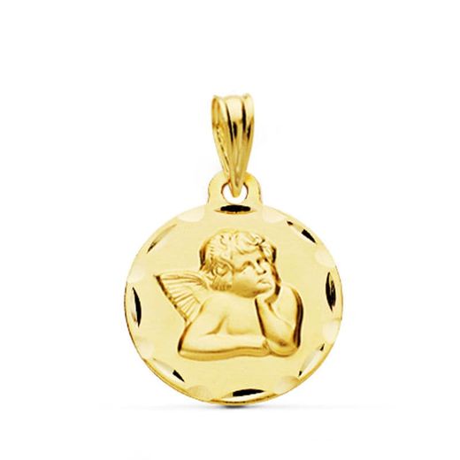 9K Medalla Oro Amarillo Angel 16 Mm