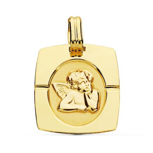 9K Medalla Oro Amarillo Angel Burlon 20X17 Mm