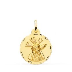 9K Medalla Oro Amarillo Gran Poder Tallada 20 Mm
