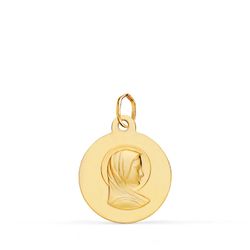 9K Medalla Oro Amarillo Maria Francesa Matizada 16Mm