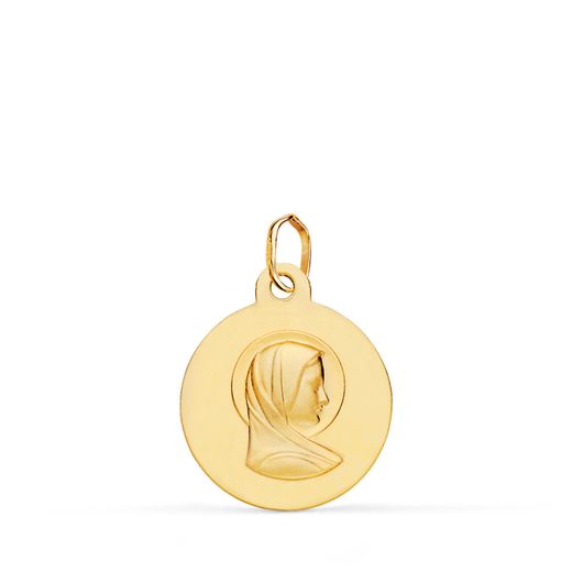 9K Medalla Oro Amarillo Maria Francesa Matizada 16Mm