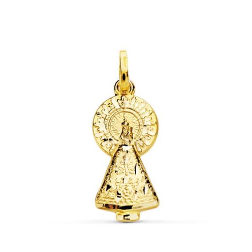9K Medalla Oro Amarillo Virgen Del Pilar Silueta 25X11 Mm