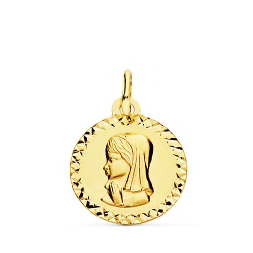 9K Medalla Oro Amarillo Virgen Niña 16 Mm