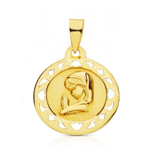 9K Medalla Oro Amarillo Virgen Niña 18 Mm