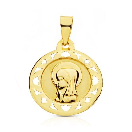 9K Medalla Oro Amarillo Virgen Niña 18 Mm