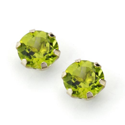 9K Pendientes Oro Amarillo Garras Con Olivina Natural 7 Mm Total 2,88 Qts. Cierre Presion