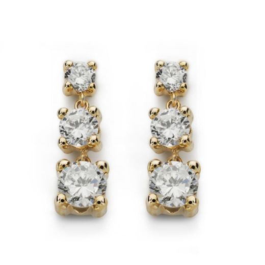 9K Pendientes Oro Amarillo Tres Garras Disminucion Cierre Presion