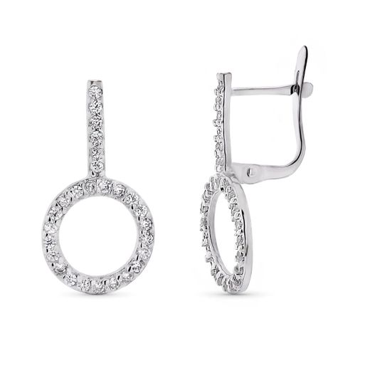 9K Pendientes Oro Blanco Doble Cuerpo Circulo Catalan 22X11 Mm