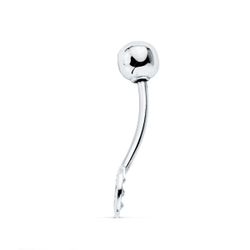 9K Piercing Ombligo Oro Blanco Redondo Circonita 6 Mm Cierre Bola Lisa 5 Mm