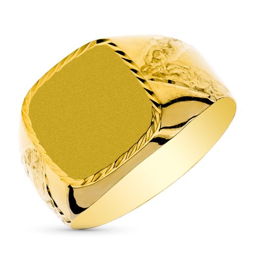9K Sello Oro Amarillo Caballero Hueco Tallado. Zona Grabado: 13X12 Mm