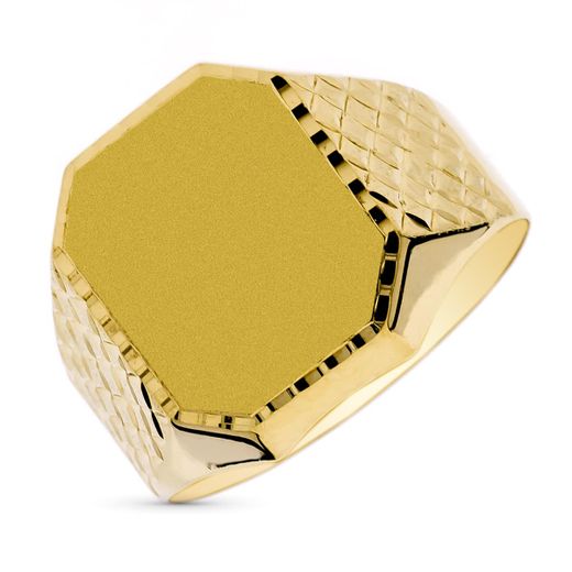 9K Sello Oro Amarillo Caballero Octogonal Tallado 15X12 Mm