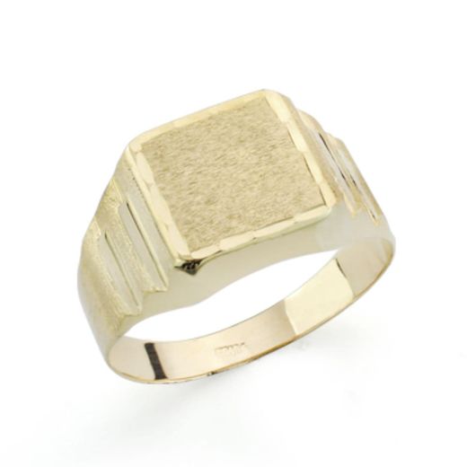 9K Sello Oro Amarillo Hueco Cadete Cuadrado. Zona Grabado. 9X9 Mm