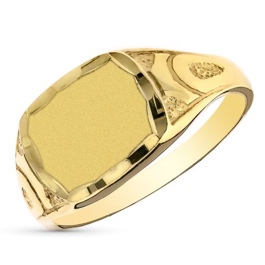 9K Sello Oro Amarillo Hueco Cadete Tallado. Zona Grabado: 9X8 Mm