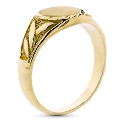 9K Sello Oro Amarillo Macizo Cadete. Zona Grabado Oval: 9X8 Mm
