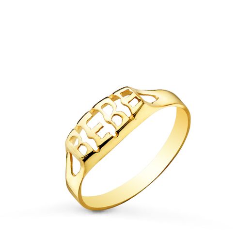 9K Sello Oro Amarillo Palabra Bebe Calada. Ancho: 4 Mm