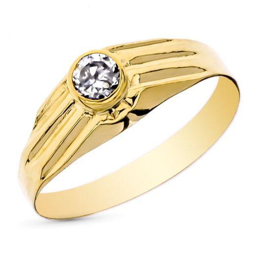 9K Solitario Oro Amarillo Bebe O Meñique Con Circonita