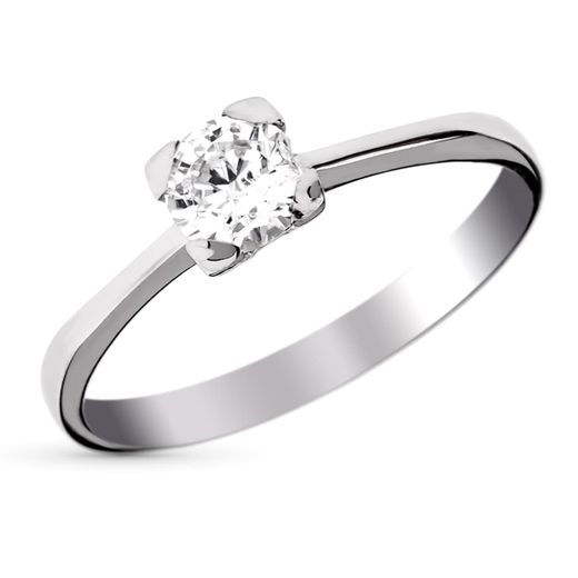 9K Solitario Oro Blanco En Garras Con Circonita De 5 Mm