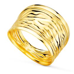 9K Sortija Oro Amarillo Estampada En Brillo. Ancho: 13 Mm