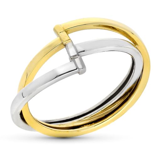 9K Sortija Oro Bicolor Bandas Lisas Brillo. Ancho: 10 Mm