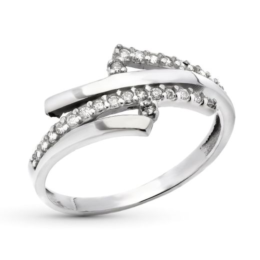 9K Sortija Oro Blanco Bandas Con Circonitas. Ancho: 9,5 Mm
