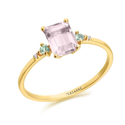 Anillo oro amatista central y brillantes
