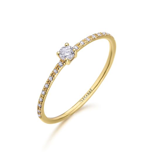 Anillo oro brillante central y laterales