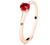 Anillo oro con  1 rubí 0.10qts  y 1 diamante 0.006qts