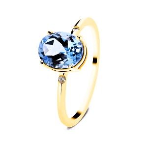 Anillo oro con topazio azul 2.10cta