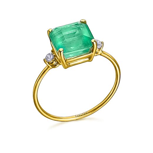 Anillo oro cuarzo central y topacio