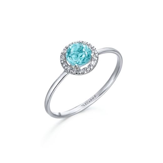 Anillo oro topacio central rodeado brillantes