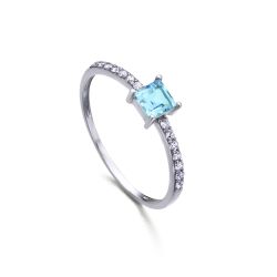 Anillo oro topacio central y brillantes
