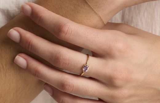 Anillo oro amatista