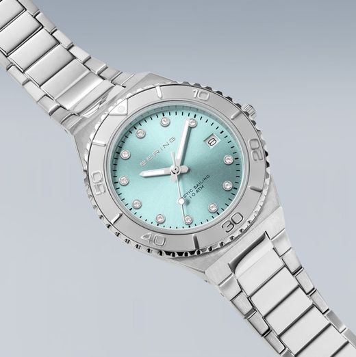 Bering visell platejat, esfera blau cel circonites, armis eslavons platejats