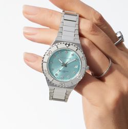 Bering visell platejat, esfera blau cel circonites, armis eslavons platejats