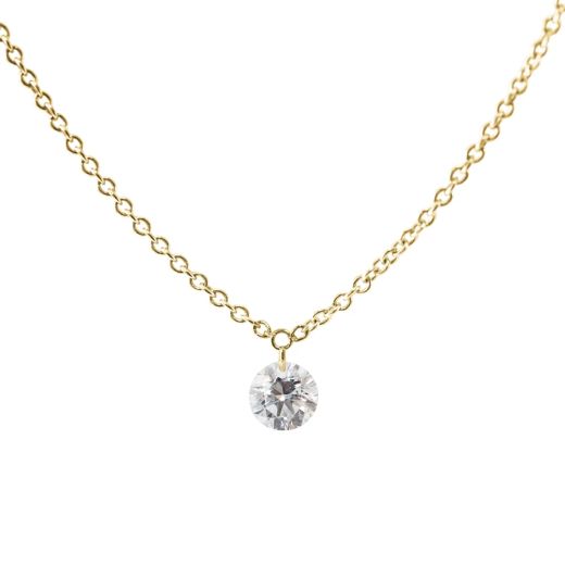 Colgante con cadena oro amarillo y diamante talla brillante 0.10qts