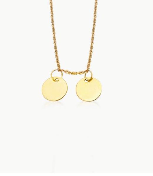 Colgante de oro con dos placas de 6mm