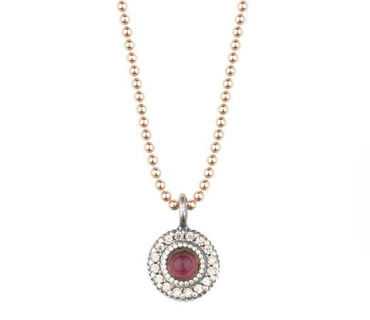 Colgante plata, turmalina rosa