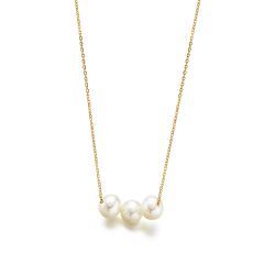 Colllar Cadena oro con tres perlas