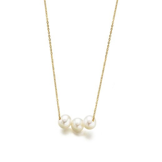 Colllar Cadena oro con tres perlas