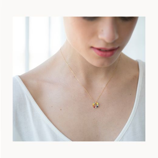 Colllar oro amarillo con zafiros de colores