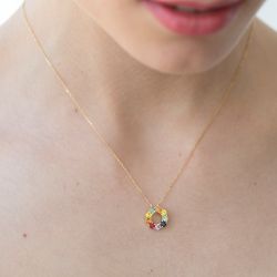 Colllar oro amarillo con zafiros de colores