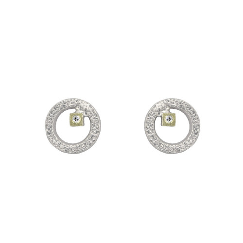 Pendientes con cierre a presión de 12mm de alto por 12mm de ancho fabricados en plata rodiada