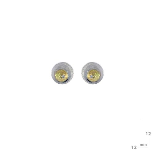 Pendientes con cierre a presión de 12mm de ancho por 12mm de largo fabricados en plata rodiada
