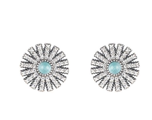 Pendientes de plata, simil opalo azul