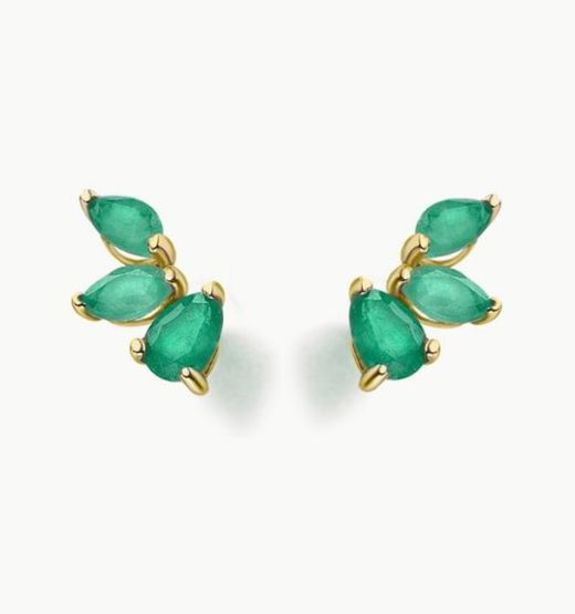 Pendientes oro amarillo con esmeraldas