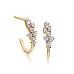 Pendientes oro cascada brillantes cierre presión