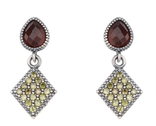 Pendientes plata, granate