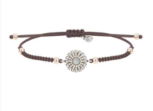 Pulsera de plata, calcedona y nylon