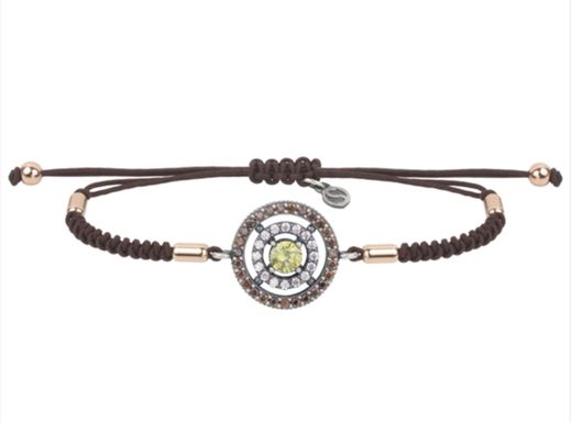 Pulsera de plata, circonitas y nylon