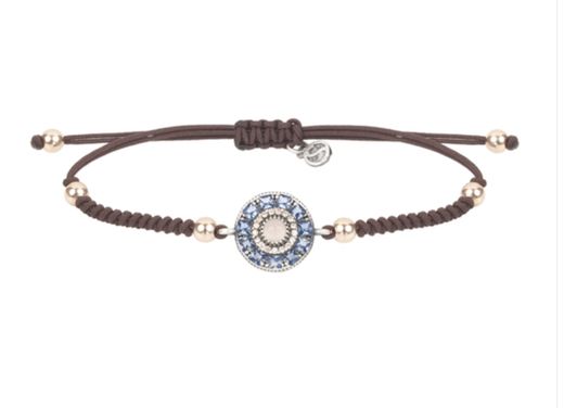 Pulsera de plata, cuarzo rosa y nylon